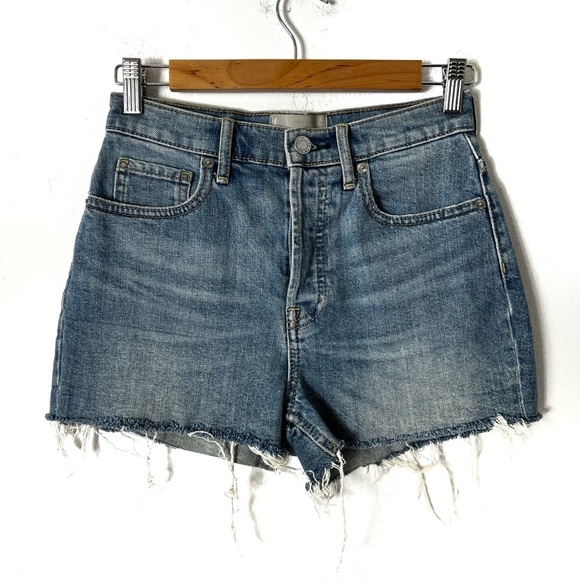 Everlane Cheeky Blue Denim Shorts Button Closure - Picture 1 of 6
